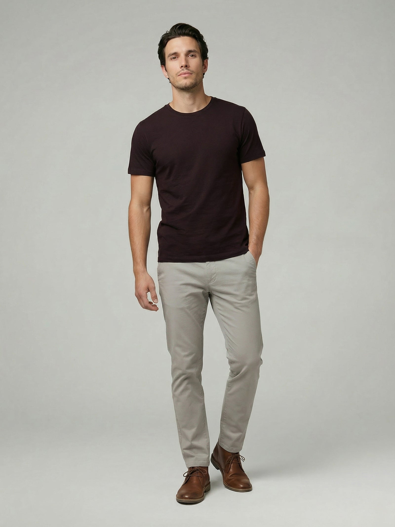 Celio Mens Brown Solid Slim Fit Cotton T-Shirts