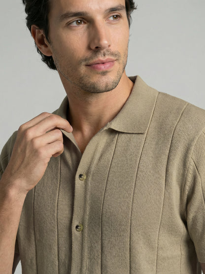 Celio Mens Beige Solid Regular Fit Cotton T-Shirts