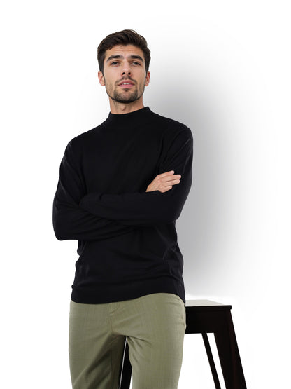 Black Solid Viscose Sweater