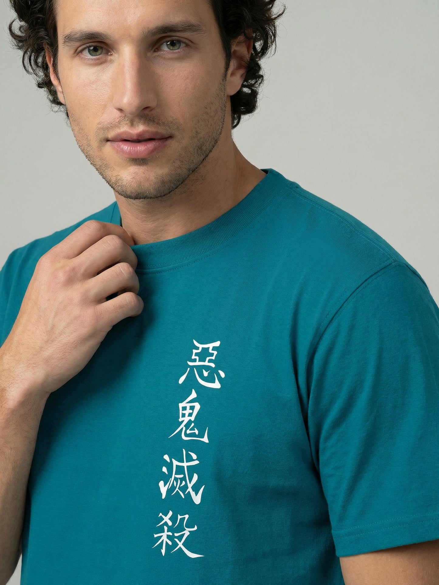 Celio Mens Blue Printed Regular Fit Cotton T-Shirts