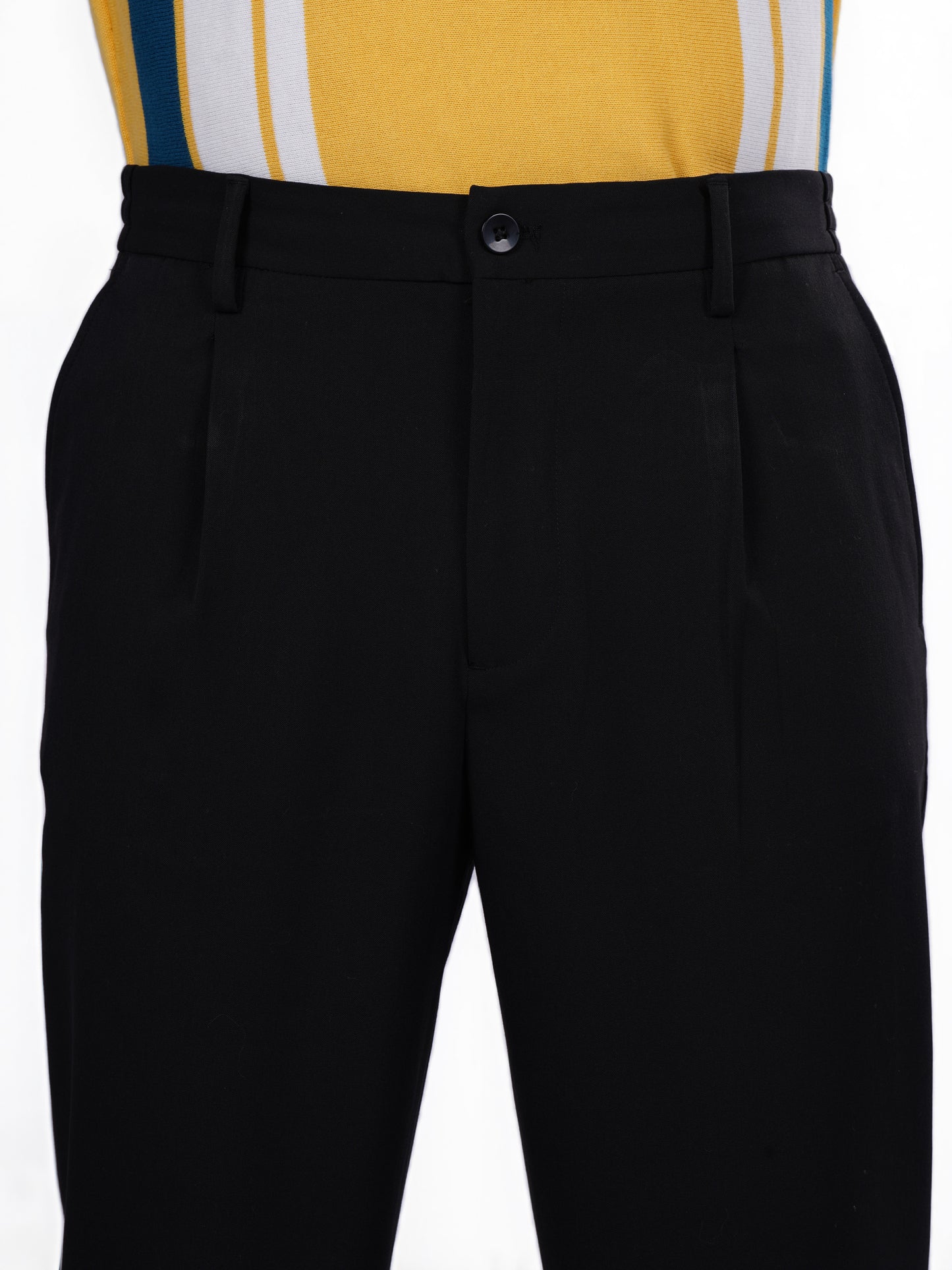 Celio* Poly-Blend Regular Fit Black Trousers