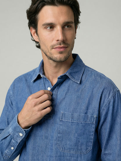 Celio Mens Blue Twill Regular Fit Cotton Shirts