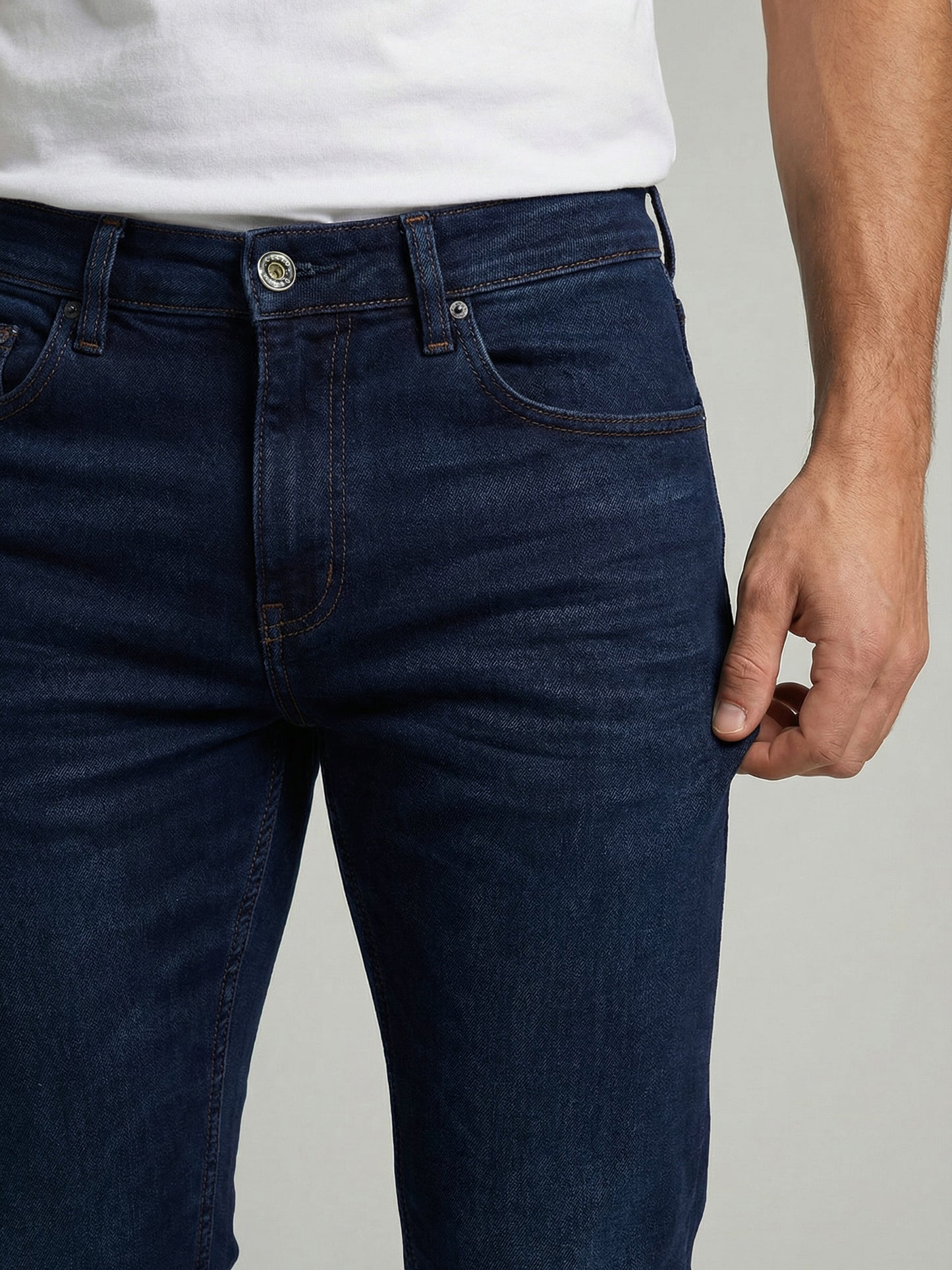 Celio Mens Blue Dobby Slim Fit Cotton Jeans