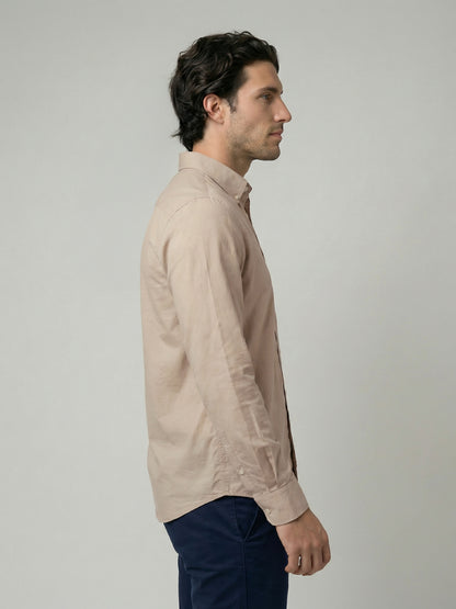 Celio Mens Beige Solid Regular Fit Cotton Shirts