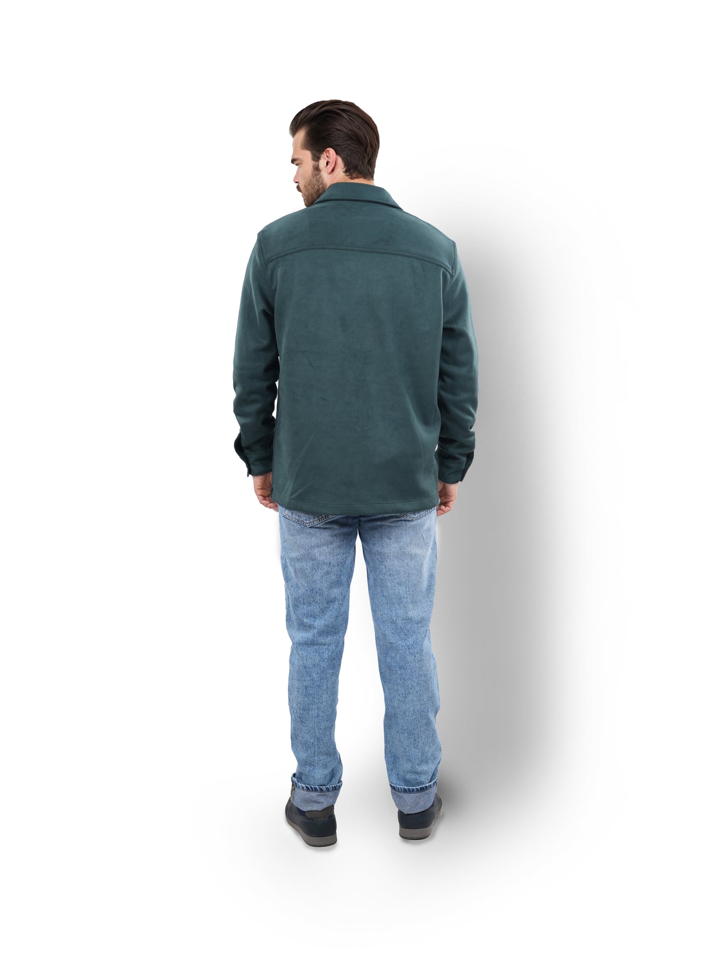 Green Solid Polyester Jacket