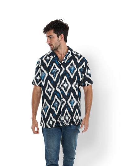 Celio* Printed Regular Fit Viscose Black Shirt