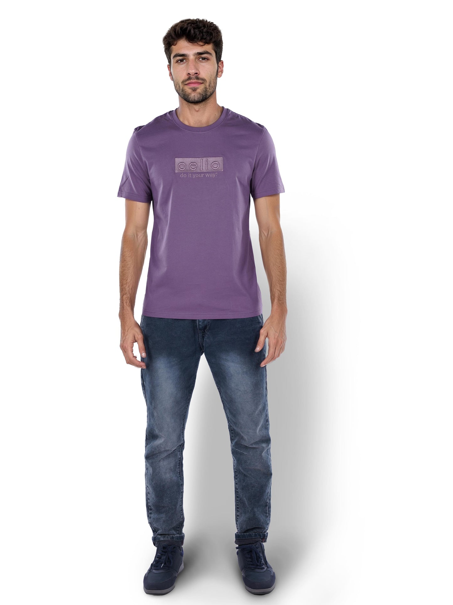 Purple Solid Cotton T-shirt