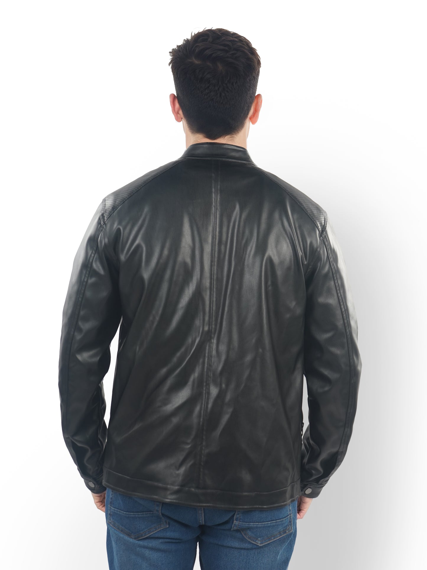 Black Solid Polyester Jacket