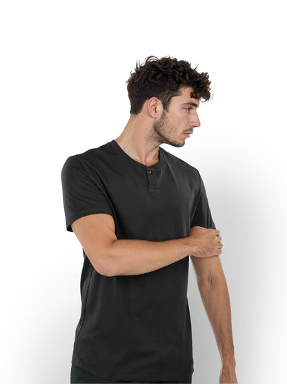 Black Solid Cotton T-shirt