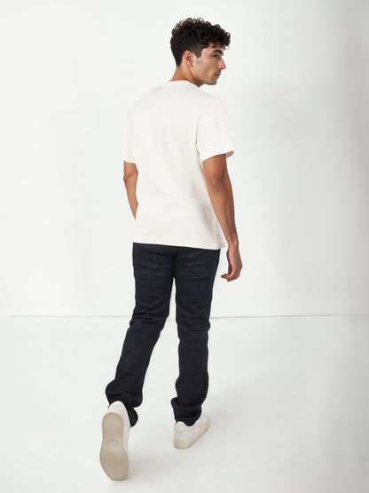 Beige Solid Cotton T-shirt