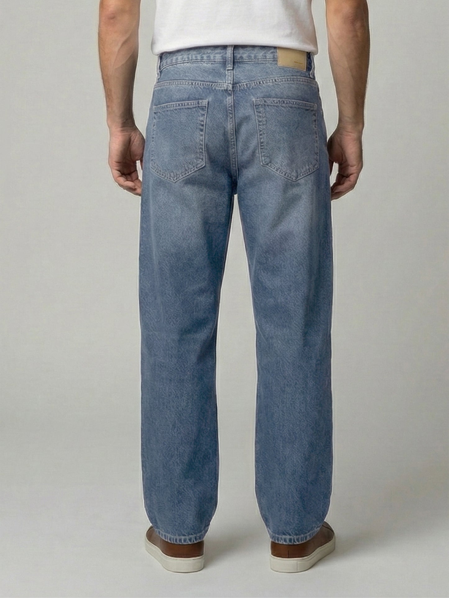 Celio Mens Blue Twill Baggy Fit Cotton Jeans