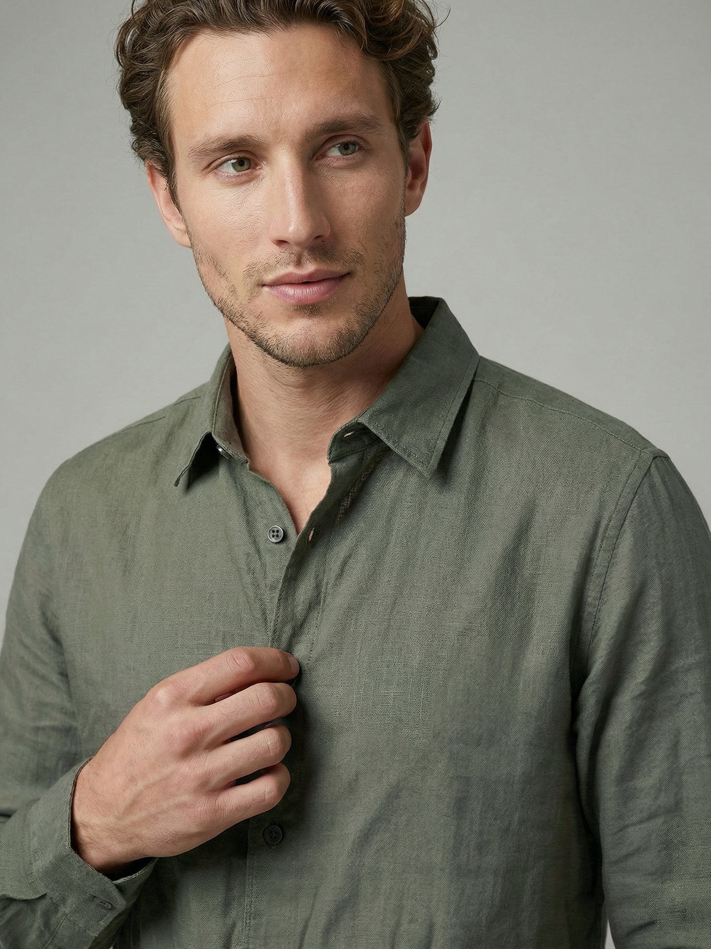 Celio Mens Olive Dobby Regular Fit Cotton Shirts