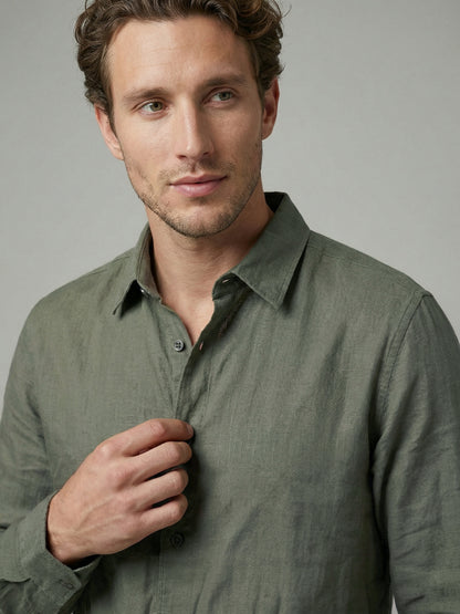 Celio Mens Olive Dobby Regular Fit Cotton Shirts