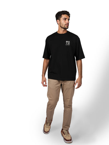 Black Printed Cotton T-shirt