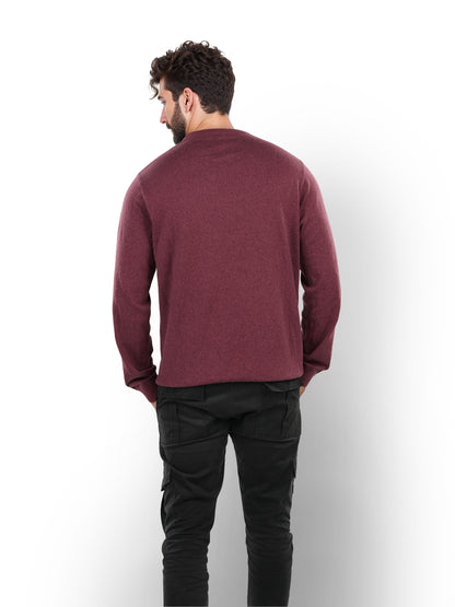 Red Solid Cotton Sweater