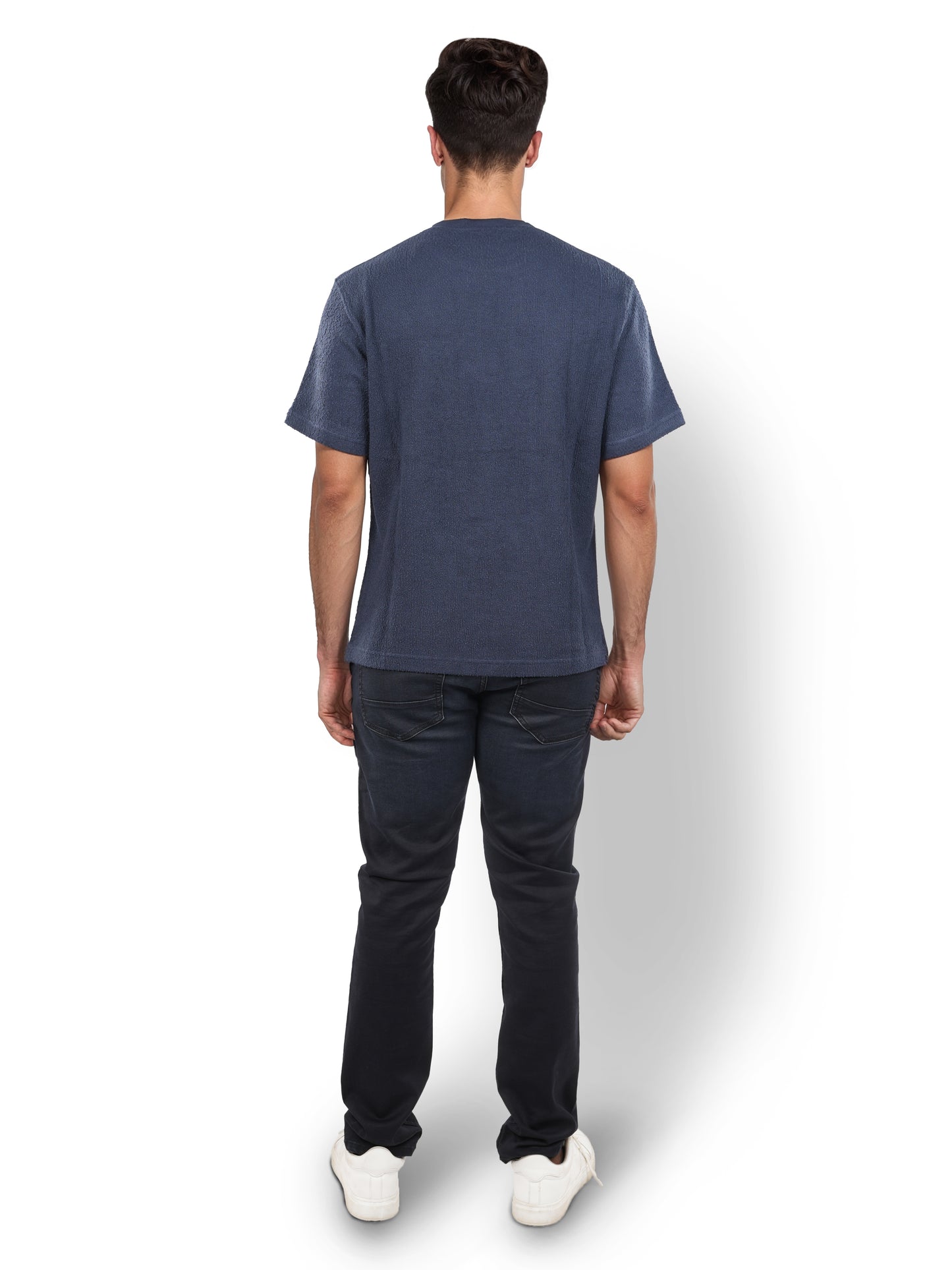 Blue Solid Cotton T-shirt