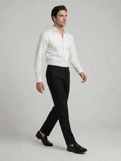 Celio Mens Black Solid 24H Fit Polyester Casual Trouser