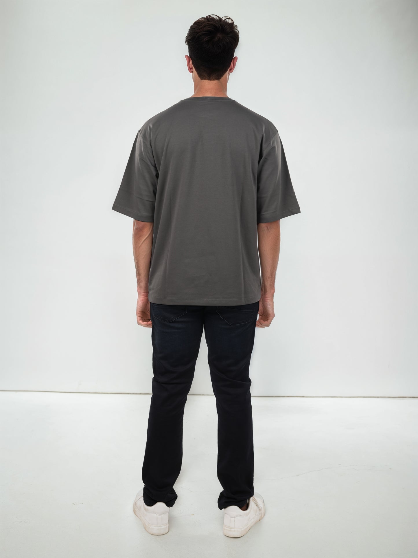 Grey Solid Cotton T-shirt