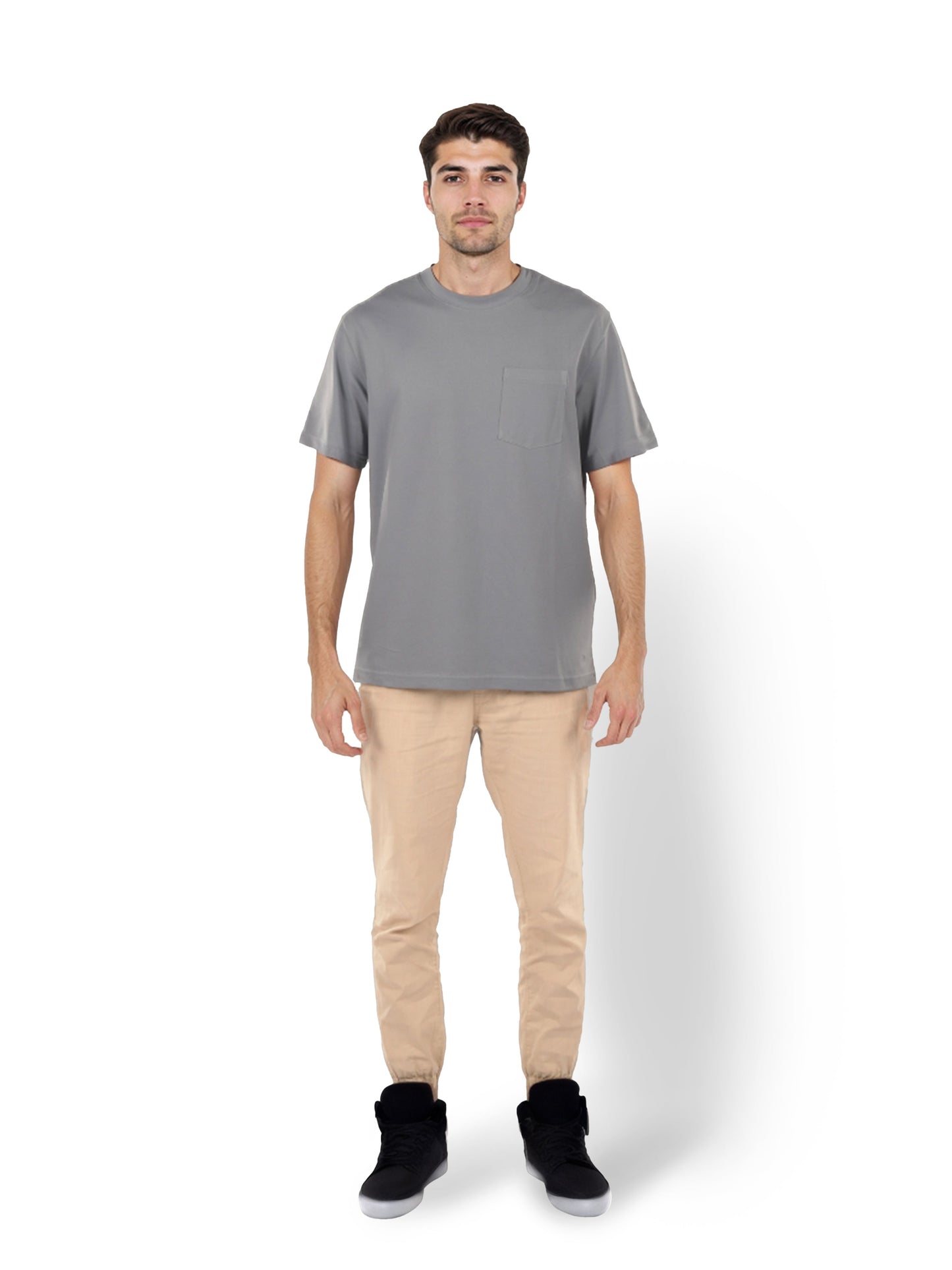 Grey Solid Cotton T-Shirt