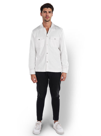 Off White Solid Cotton Shirt