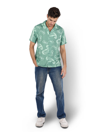 Green Printed Viscose Shirt