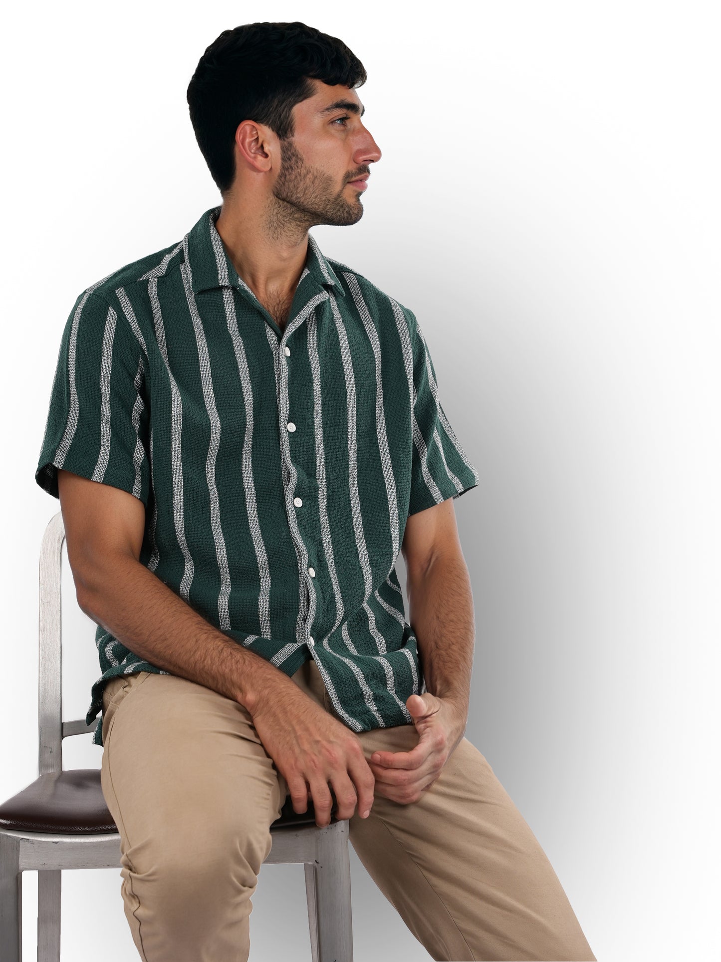 Green Striped Cotton Shirt