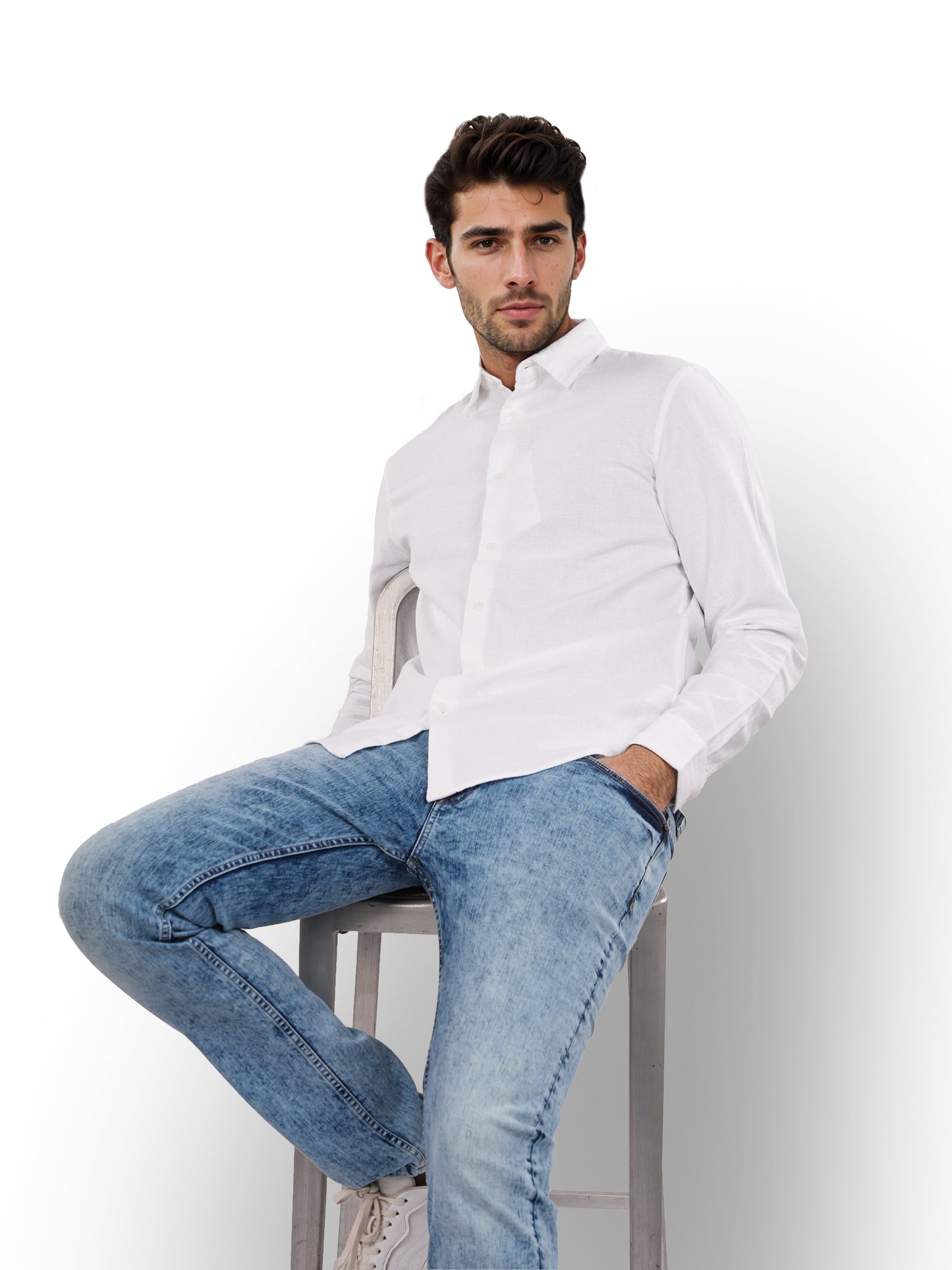 White Solid Cotton Shirt