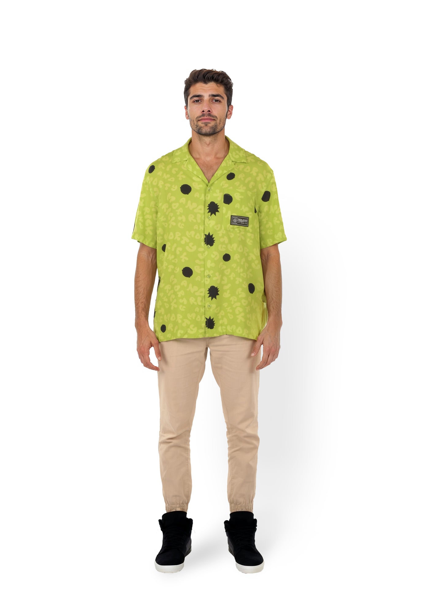 Rick & Morty - Green Printed Cotton Shirt