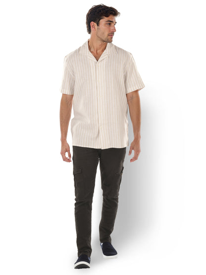 Brown Striped Linen Shirt