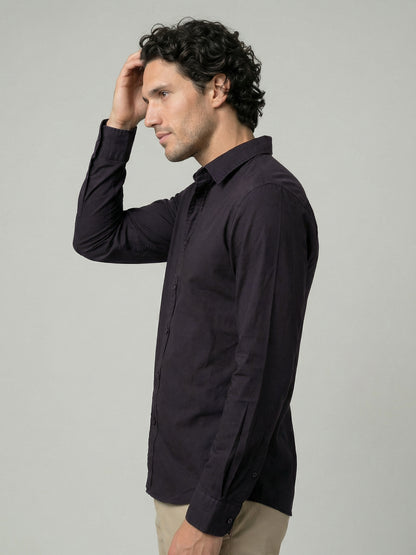 Celio Mens Brown Solid Regular Fit Cotton Shirts