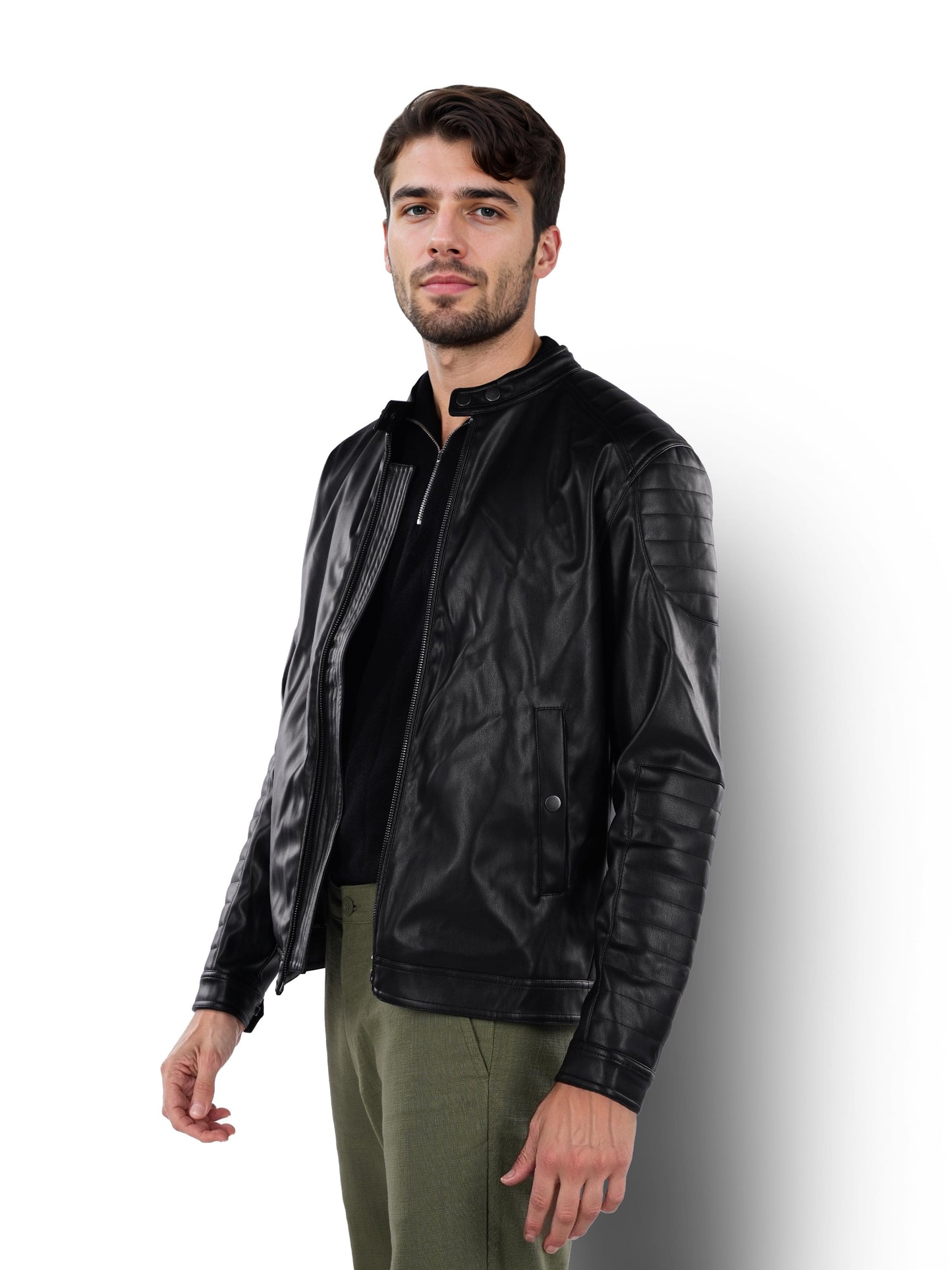 Black Solid Polyamide Jacket