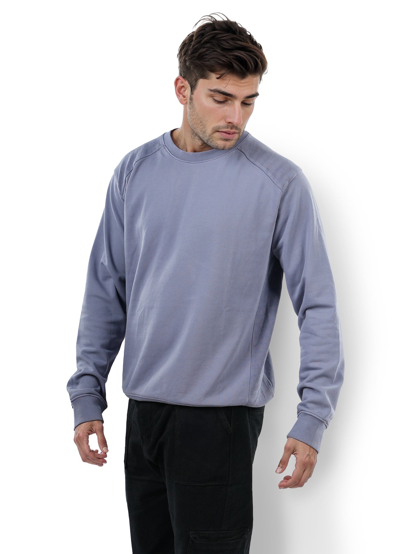 Purple Solid Cotton Sweatshirt