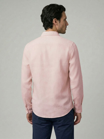 Celio Mens Orange Solid Regular Fit Linen Shirts