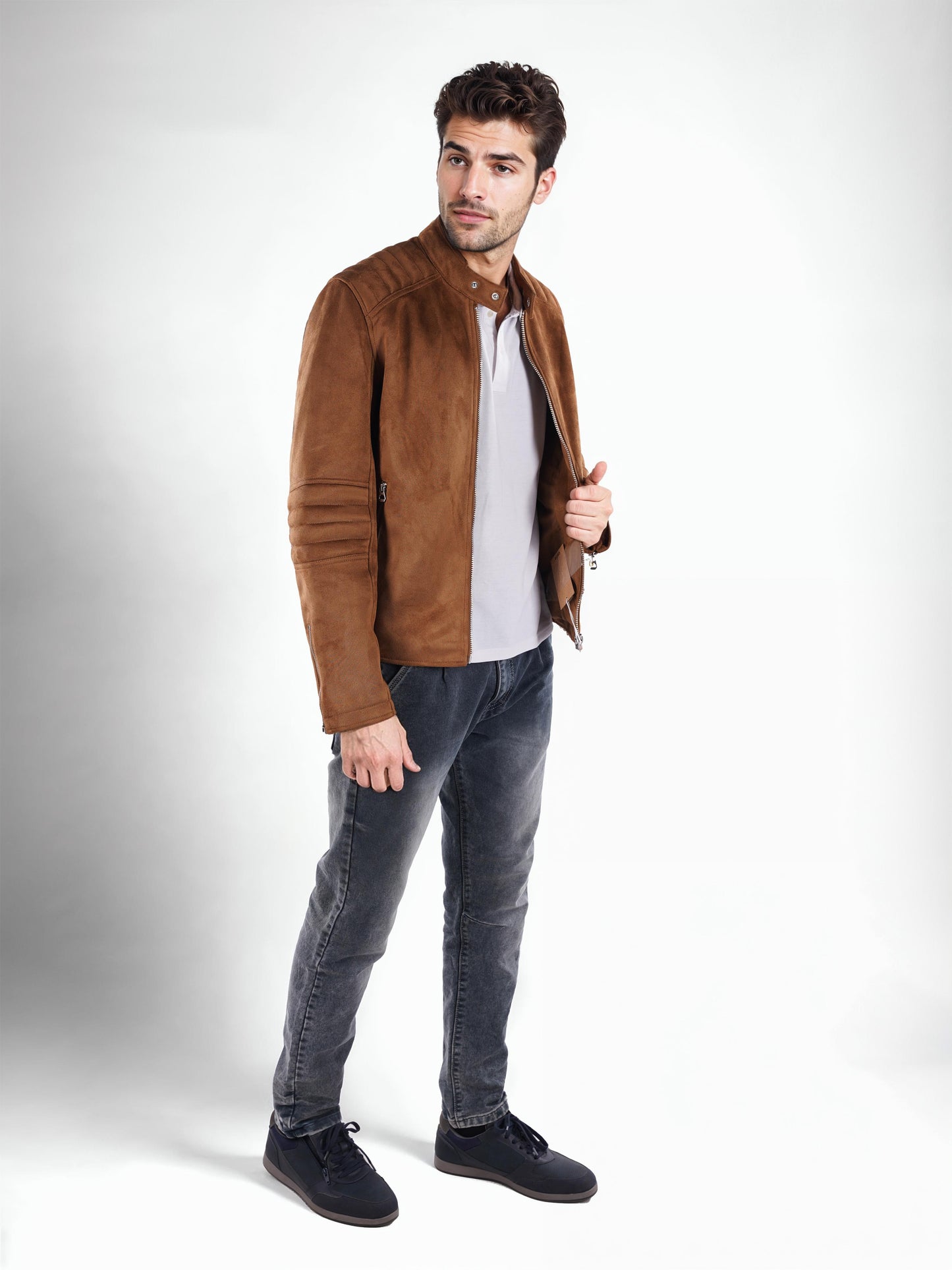 Brown Solid Polyamide Jacket