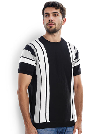 Black Striped Cotton T-shirt