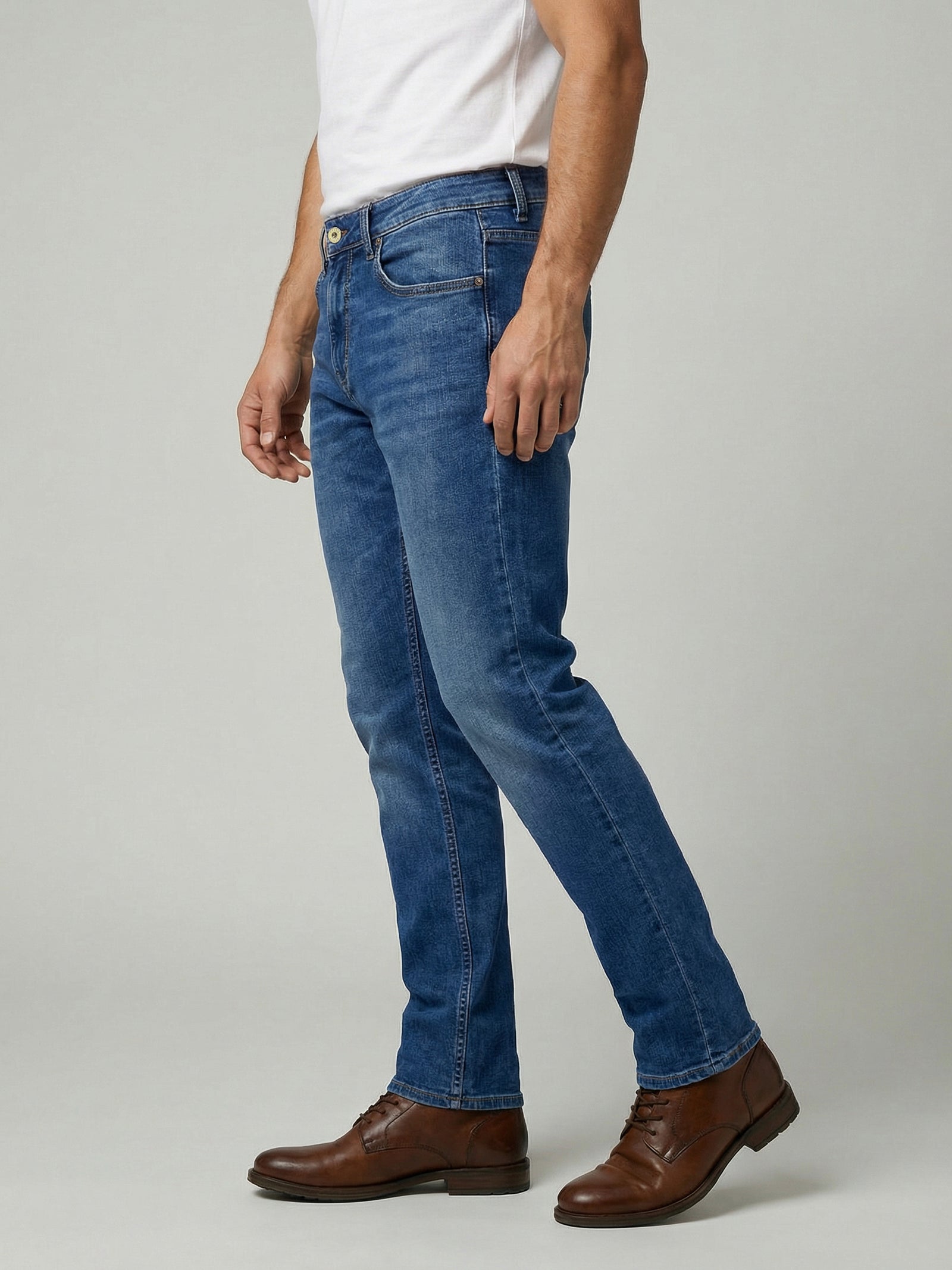 Celio Mens Blue Solid Slim Fit Cotton Jeans