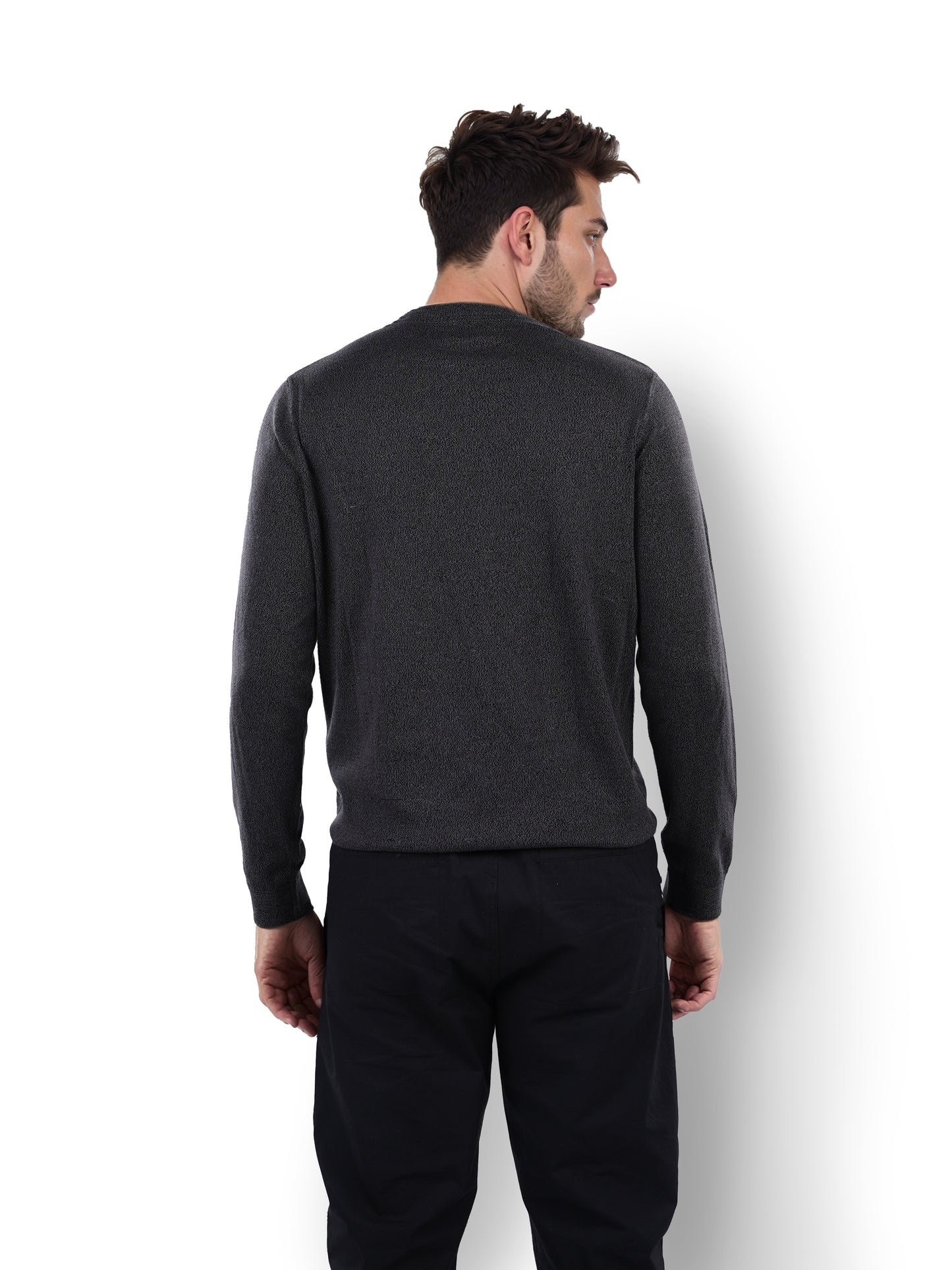 Black Solid Cotton Sweater