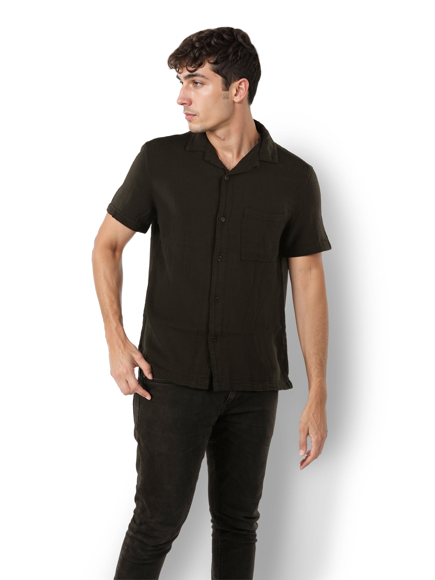 Black Solid Cotton Shirt