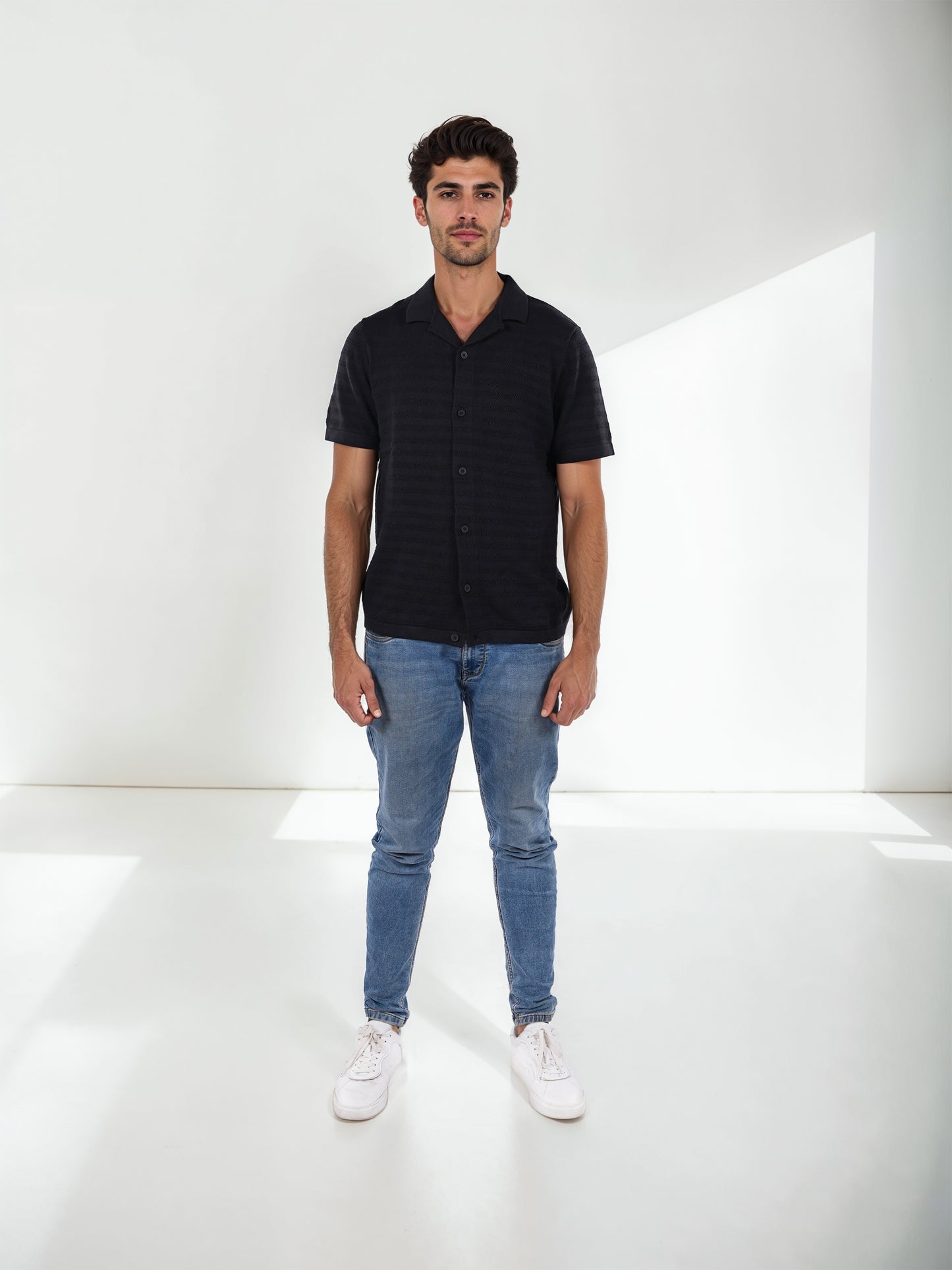 Black Solid Cotton Shirt