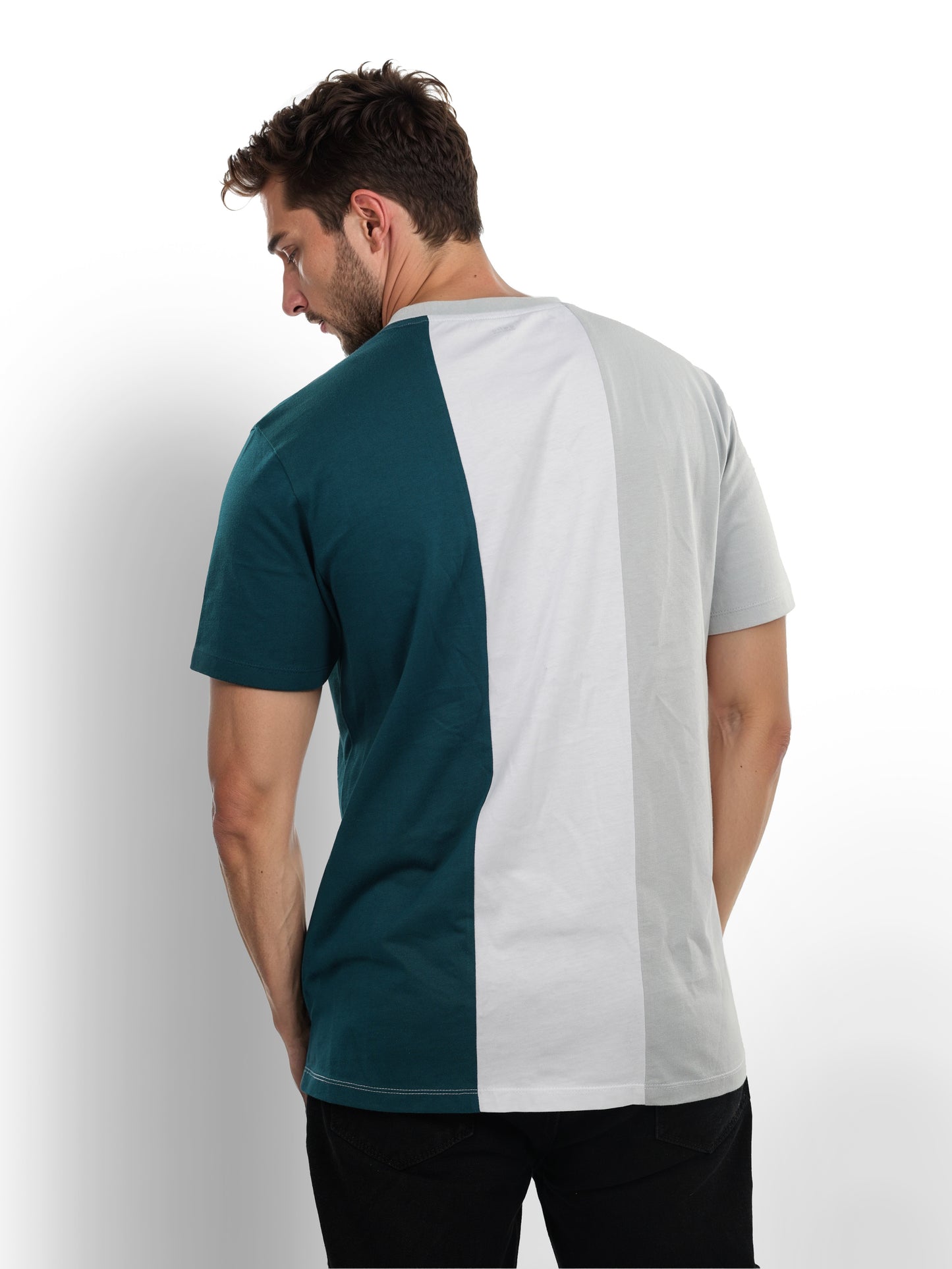 Green Colourblock Cotton T-shirt