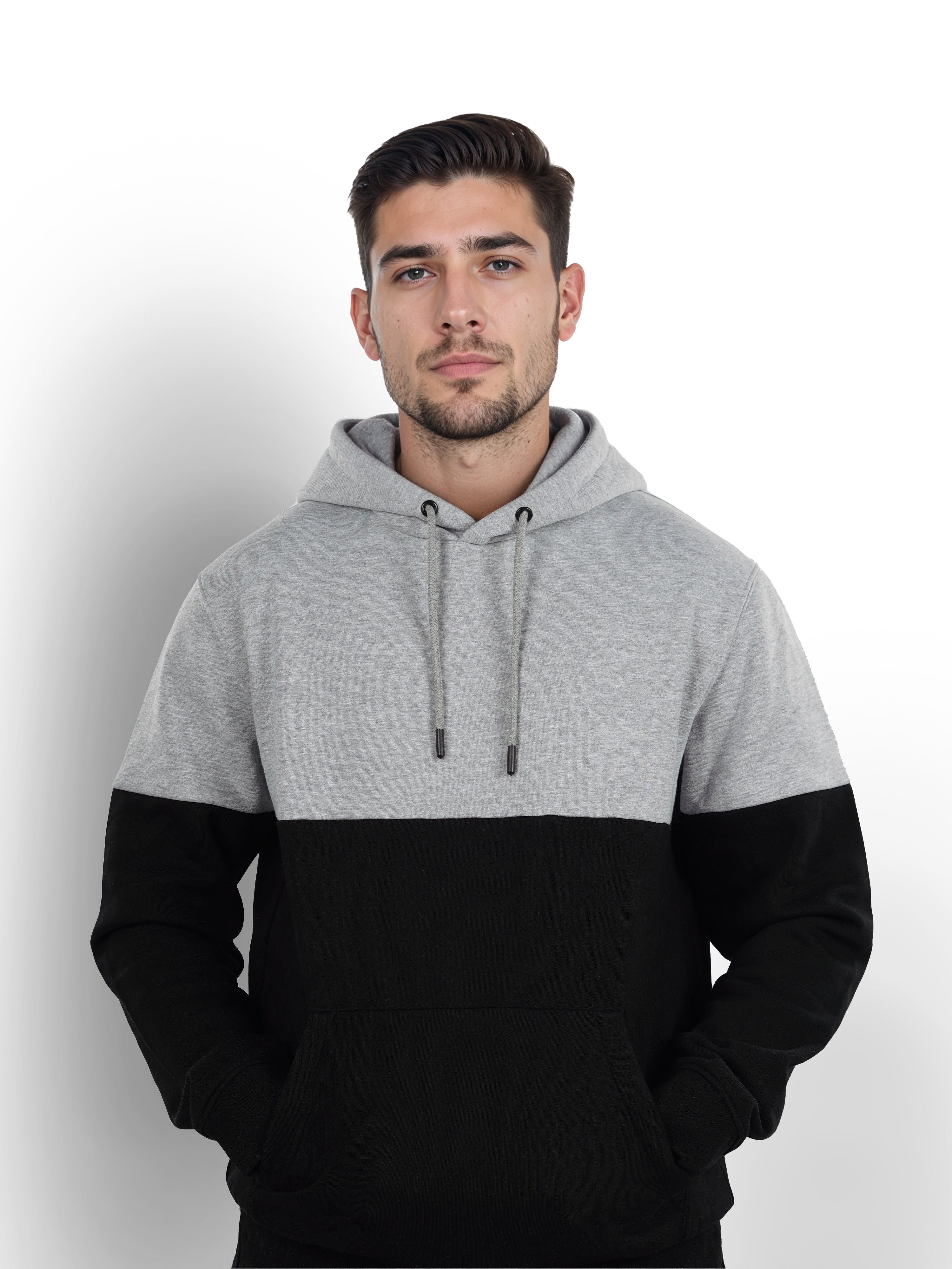 Grey Colourblock Cotton Sweatshirt