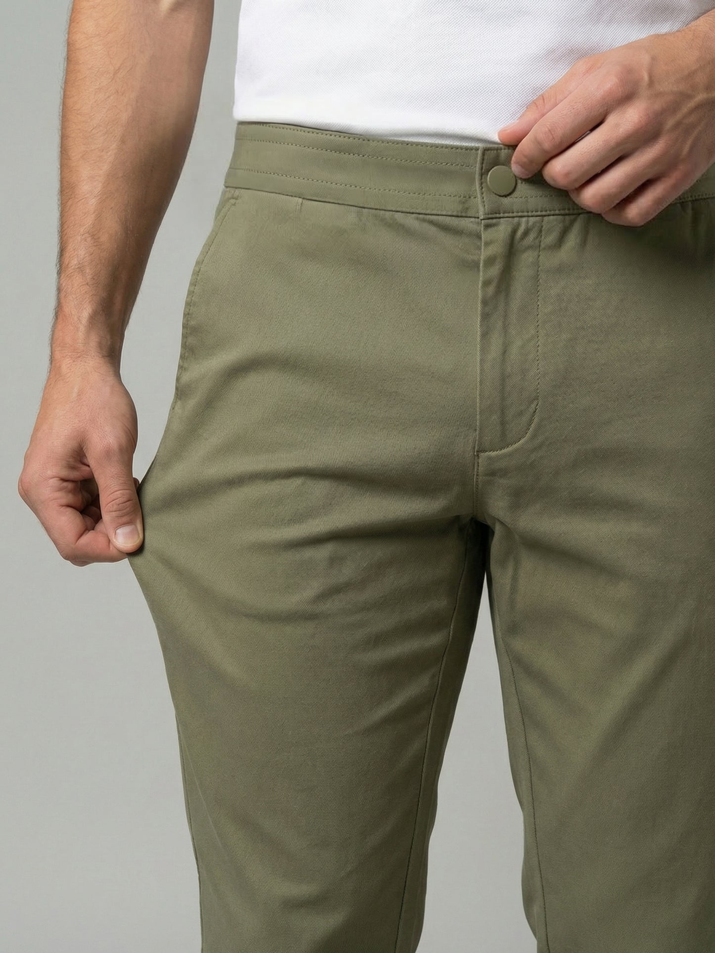 Celio Mens Olive Dobby Slim Fit Polyester Casual Trouser