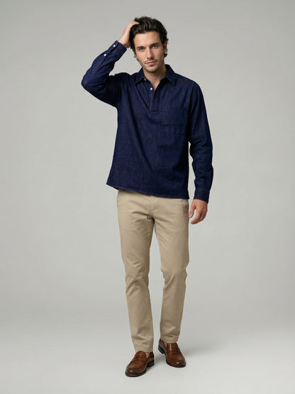 Celio Mens Navy Twill Regular Fit Cotton Shirts