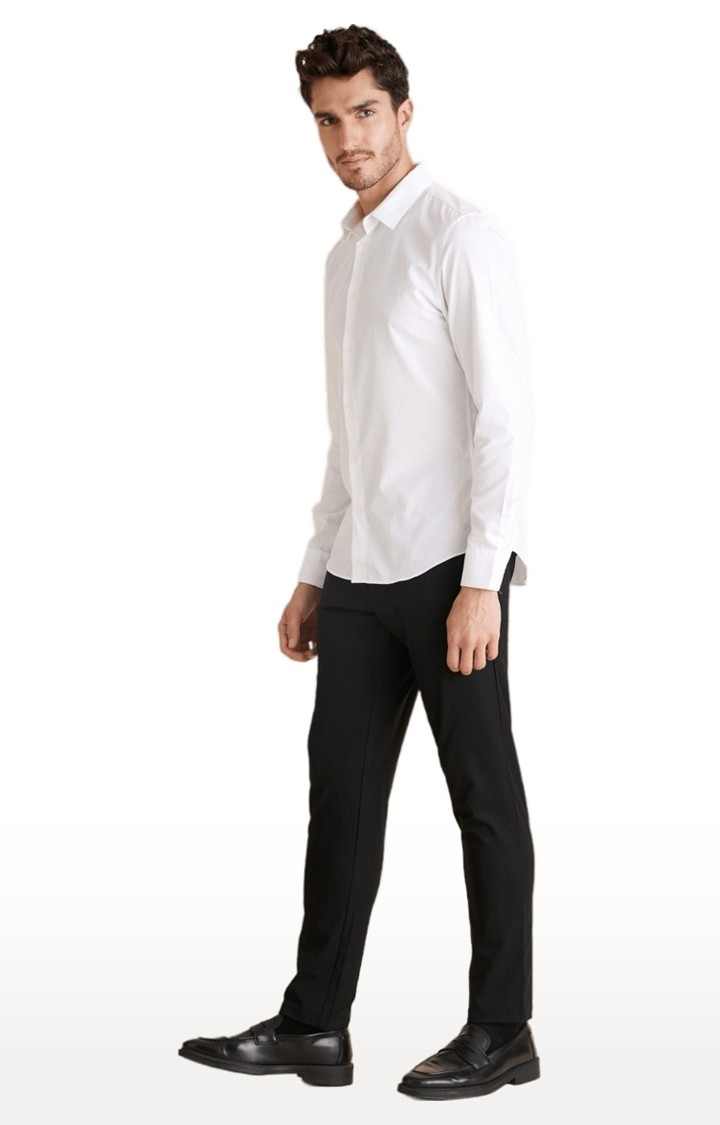 Celio* Solid Regular Fit Cotton White Formal Shirt