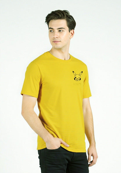 Celio* Pokemon Men Yellow Printed Regular Fit Cotton T-shirt