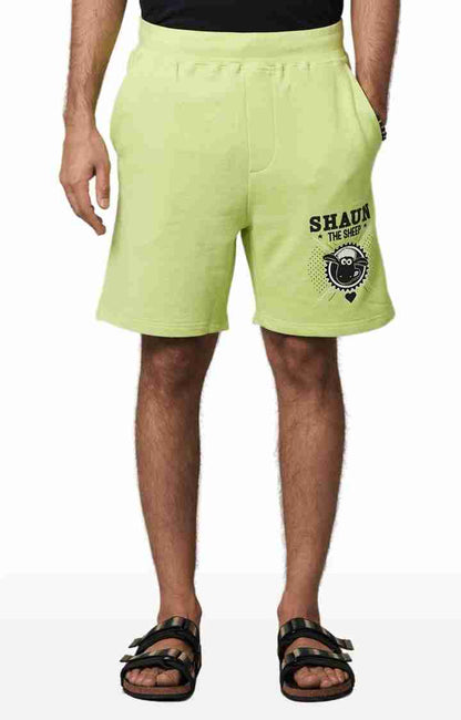 Shaun The Sheep - Green Printed Cotton Shorts