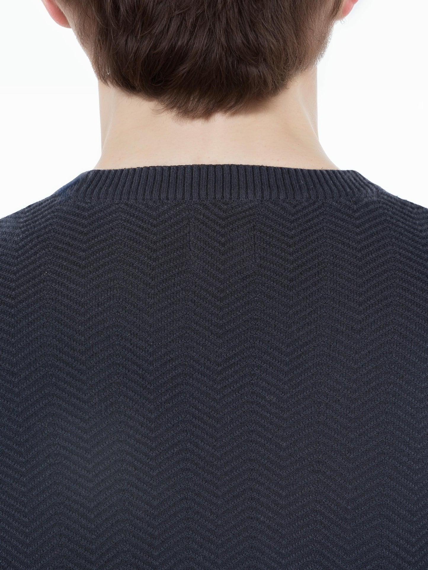 Navy Blue Solid Cotton Sweater