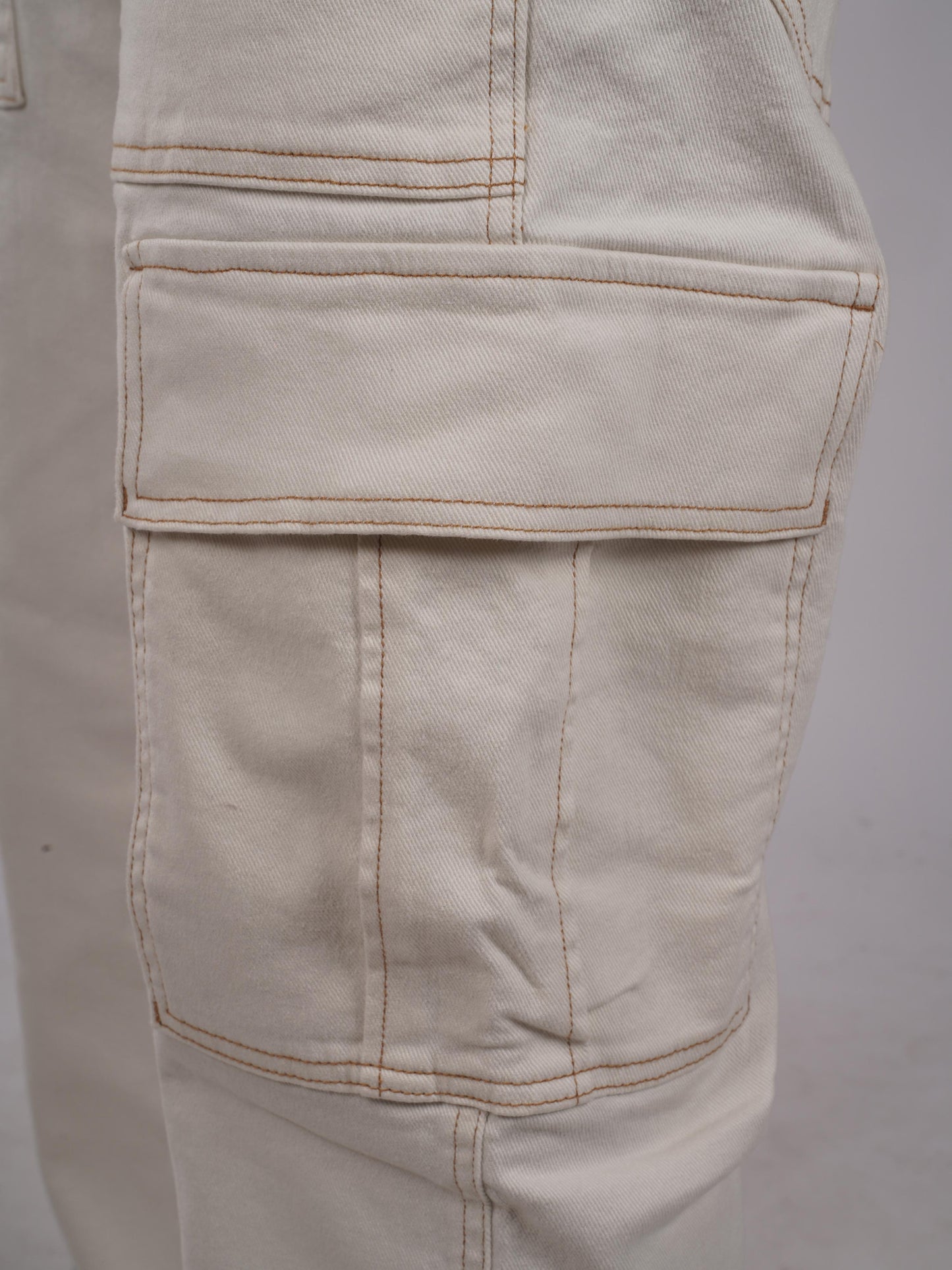 Beige Straight Fit Cargos