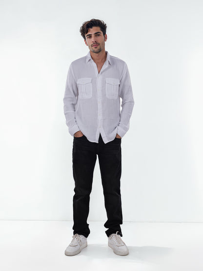 White Solid Cotton Shirt