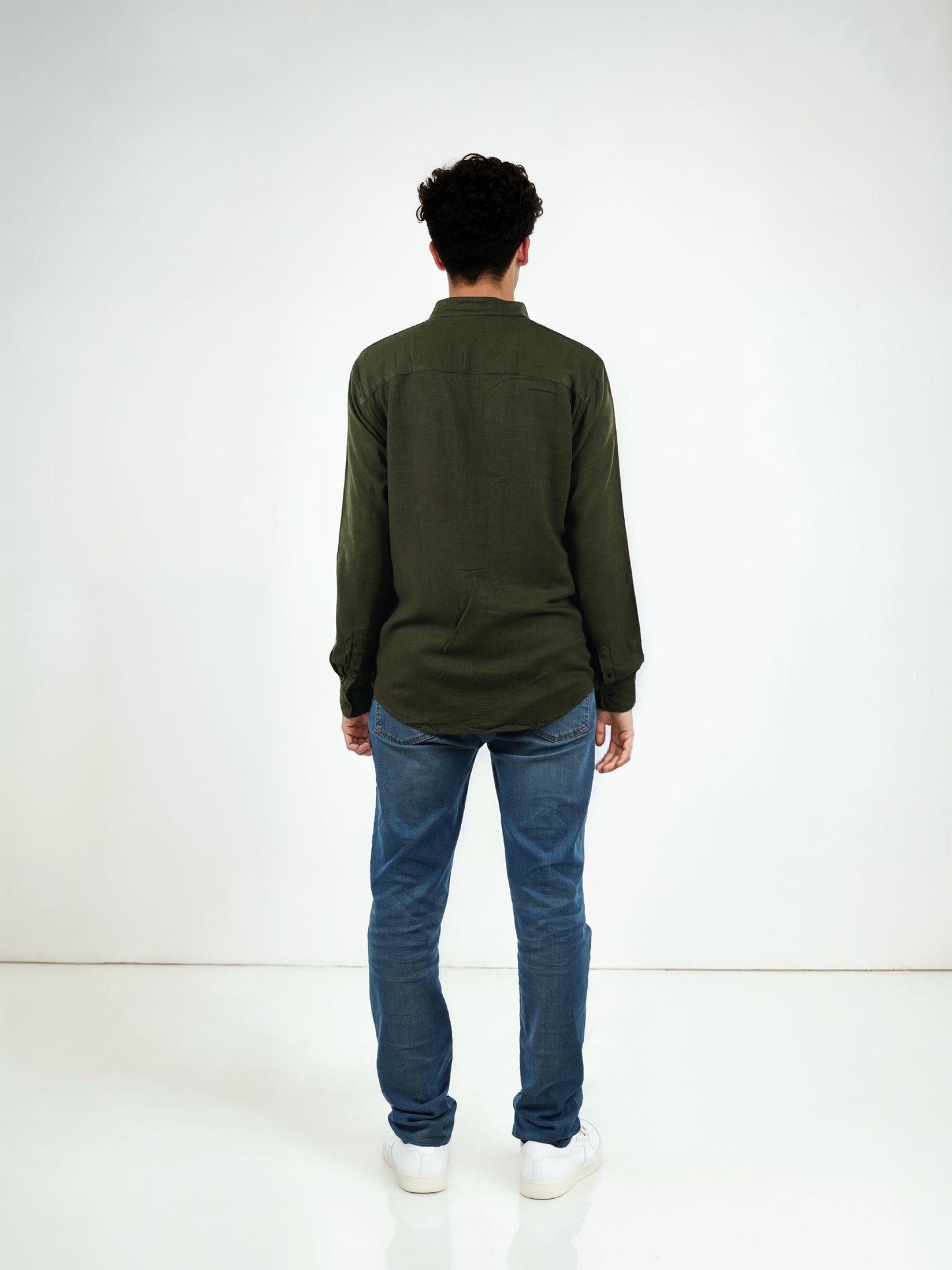 Green Solid Linen Shirt